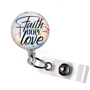 Faith Hope Love Badge Reel Christian Faith Retractable ID Holder